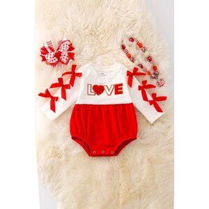 "Love" Valentine's application baby onesie. RPG50047 JEAN